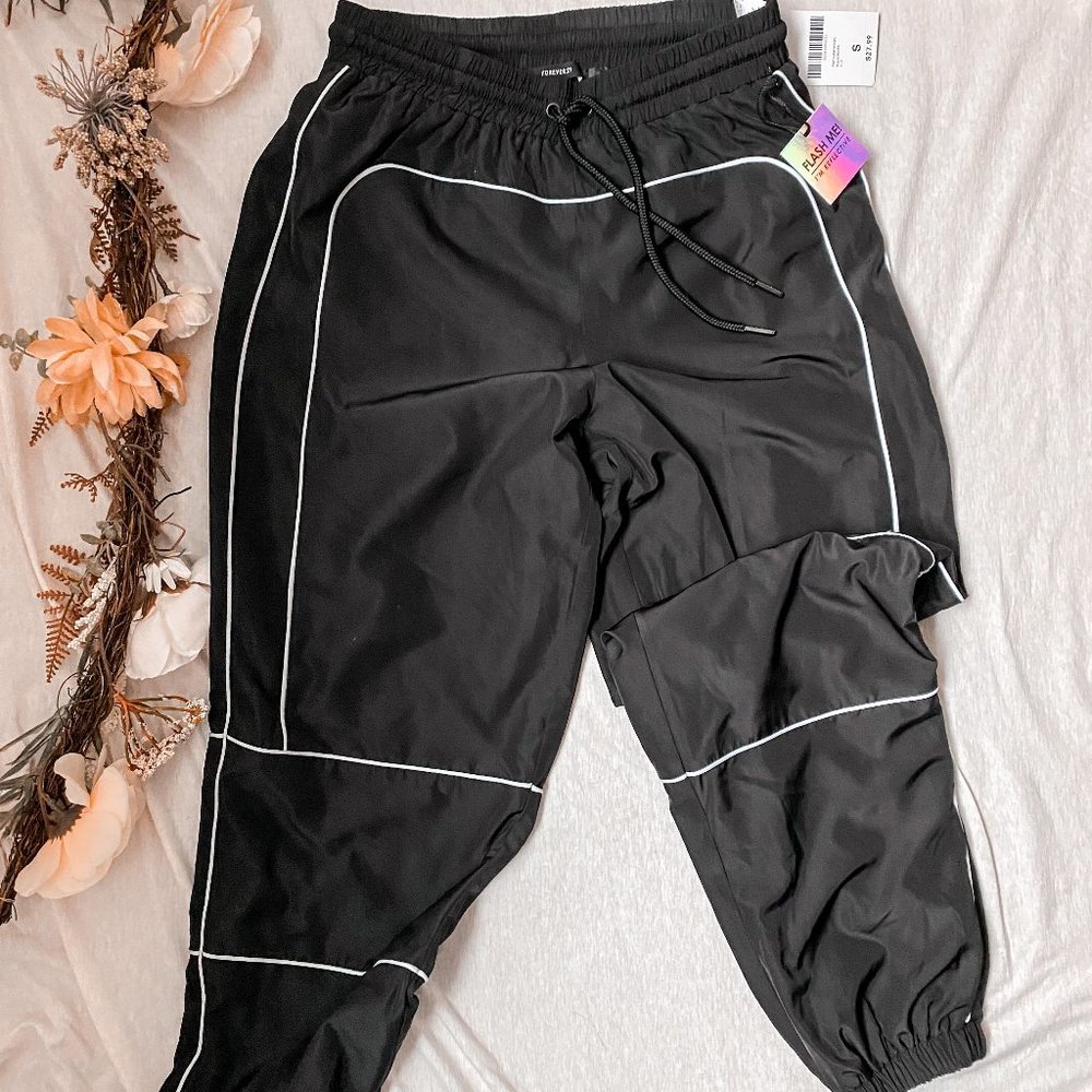Forever 21 Black Joggers with Reflective Detail